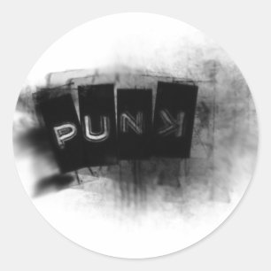 Punk black and white classic round sticker