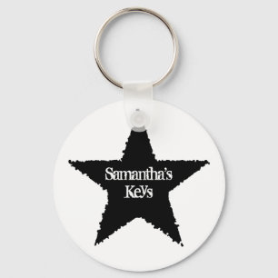 Punk black star key ring