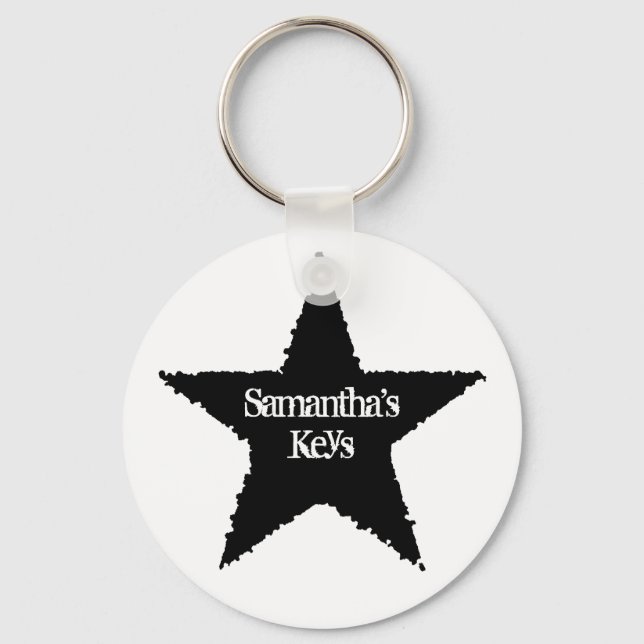 Punk black star key ring (Front)