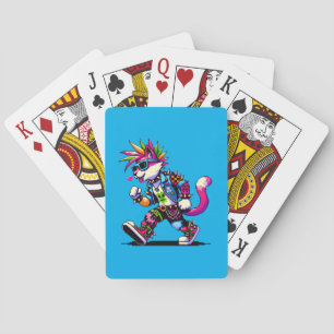 Punk Cat Attitude - Cool Pixel Art Rebel Design Playing Cards