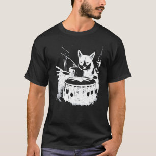Punk Cat Playing Drums 4 T-Shirt