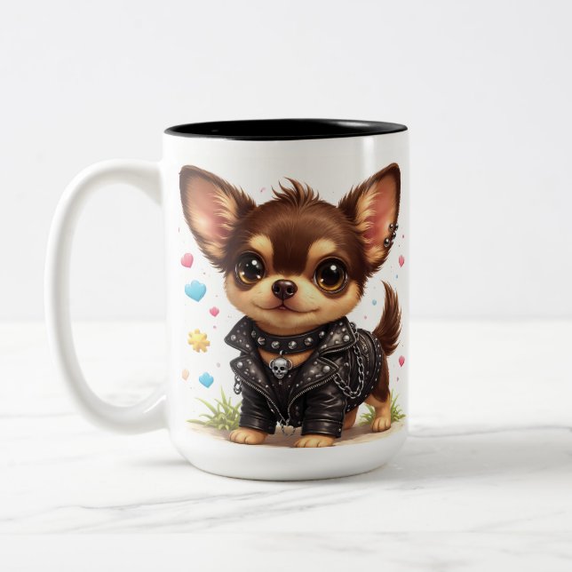 Punk Chihuahua Style Coffee Mug (Left)