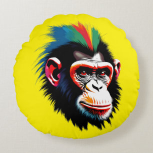 Punk Chimp Round Cushion