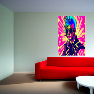 Punk cyberpunk lady    AI Art  Poster