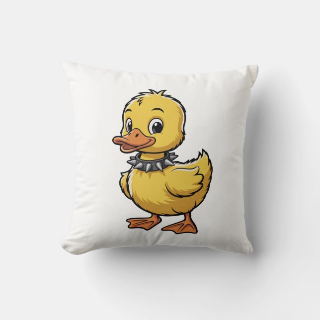 Punk Duckling – Funny Rebel Animal Art Cushion (Front)