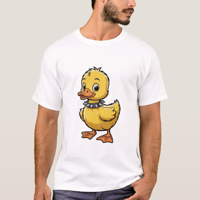 Punk Duckling – Funny Rebel Animal Art T-Shirt (Front)