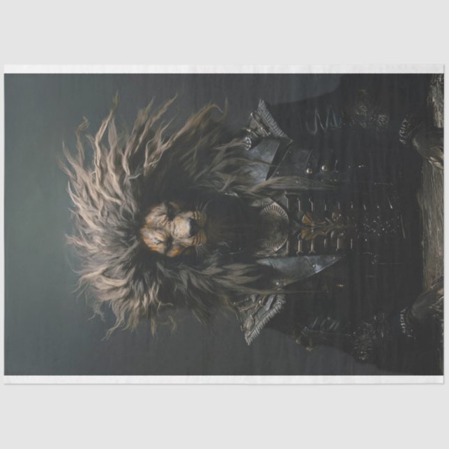 Punk Gang African Lion in Leather Decoupage Tissue Paper (Front)