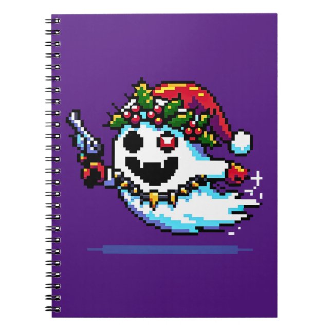 Punk Ghost Christmas - Edgy Pixel Art Holiday Notebook (Front)