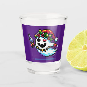 Punk Ghost Christmas - Edgy Pixel Art Holiday Shot Glass