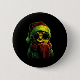 Punk Gingerbread Cookie With Sungles Santa Hat Chr 6 Cm Round Badge