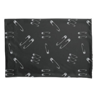 Punk Goth Emo Grunge Safety Pin Pattern Black Pillowcase
