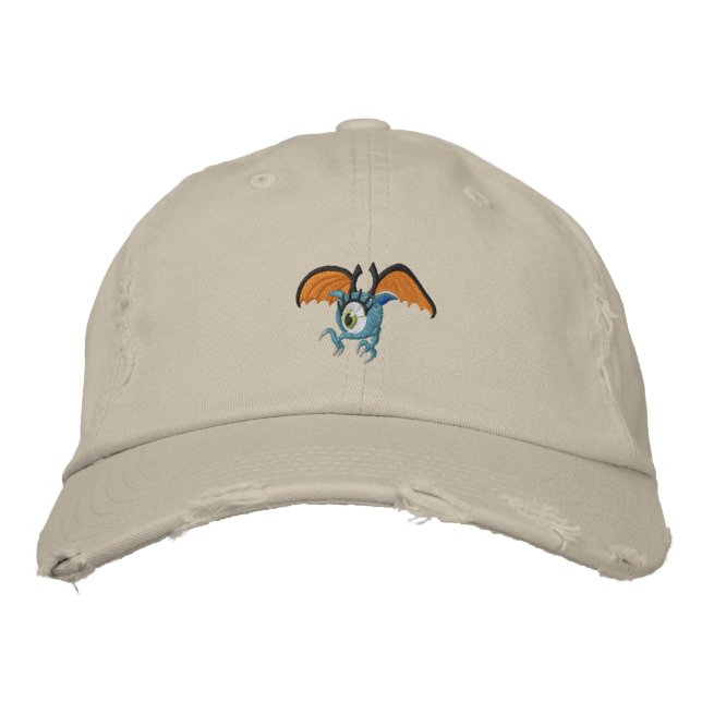 Punk Goth Winged Eyeball Embroidered Hat (Front)