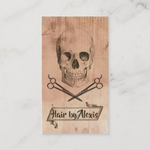punk grunge skull hairstylist brown hair stylist business card
