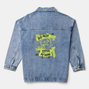 Punk Grunge Smiley with Warning Tape Spiral – Denim Jacket