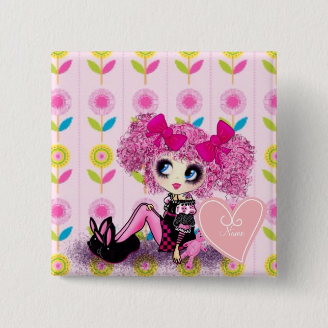 Punk Harajuku girl so kawaii cute and girly 15 Cm Square Badge (Front)