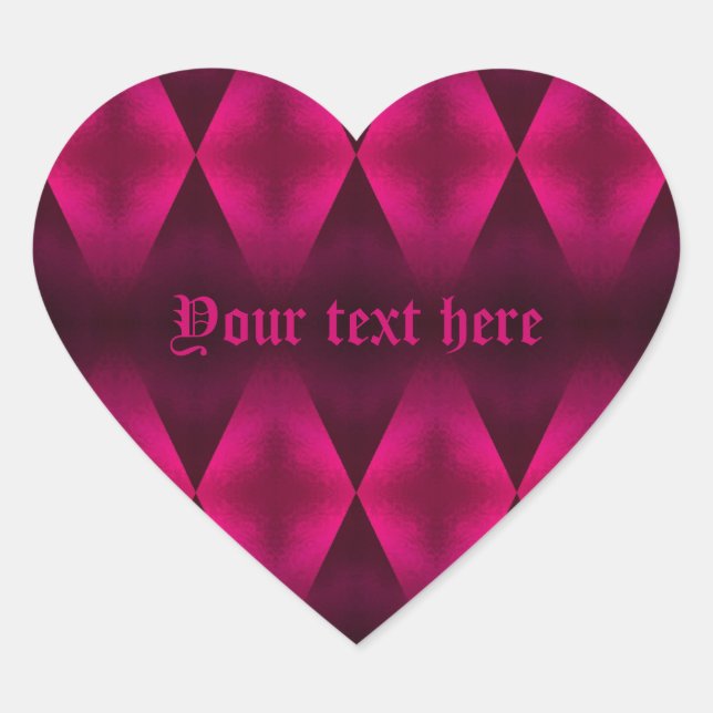 Punk hot pink diamond pattern heart sticker (Front)