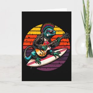 Punk Iguana Rock'n Roll Goth Lizard Guitar, Summer Card