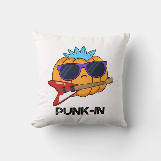 Punk-in Funny Punk Rock Pumpkin Pun  Cushion (Front)