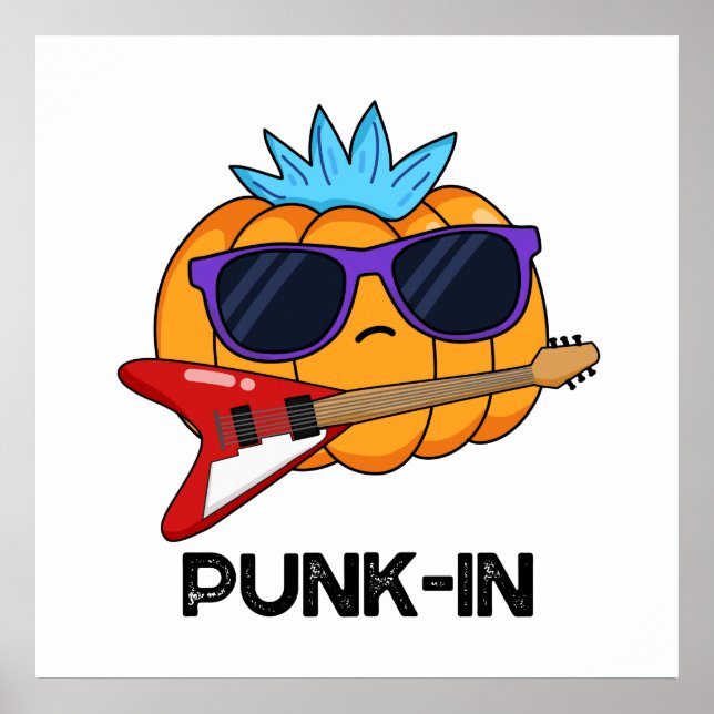 Punk-in Funny Punk Rock Pumpkin Pun Poster (Front)