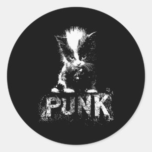 Punk Kitten Cat With Mohawk Nge Gothic Design  Classic Round Sticker