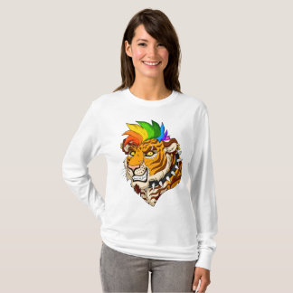 Punk/Mohawk Tiger Women's Basic Lonsleeve T-Shirt