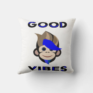 Punk Monkey blue  hair monkey good vibes  Cushion