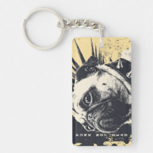 Punk Not Dead Bulldog – Rock Dog Art Key Ring