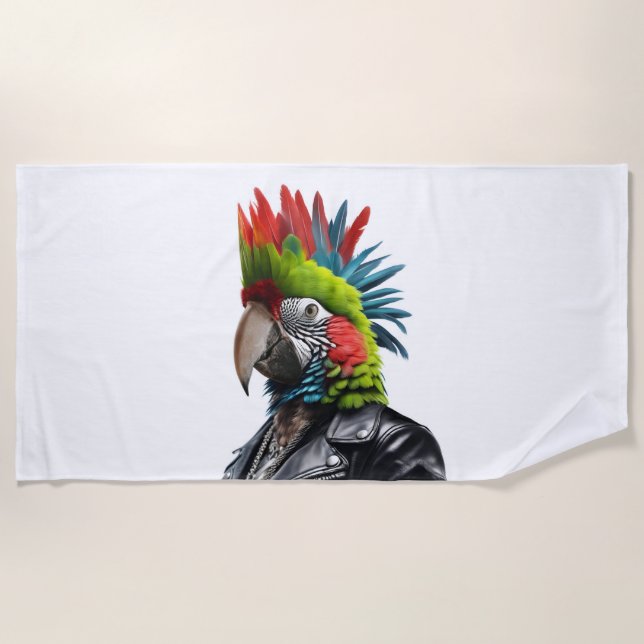 Punk Parrot Beach Towel (Front)