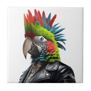 Punk Parrot Ceramic Tile