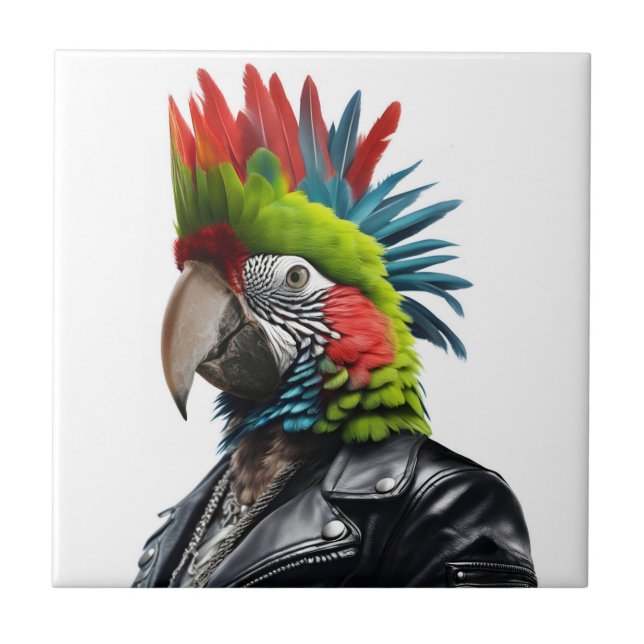 Punk Parrot Ceramic Tile (Front)