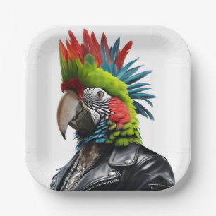 Punk Parrot Paper Plate