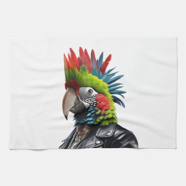 Punk Parrot Tea Towel (Horizontal)