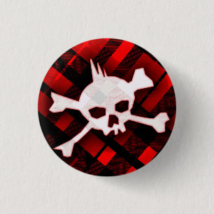 Punk Plaid Skull 3 Cm Round Badge