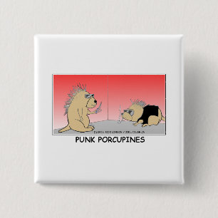Punk Porcupines Funny Gifts Tees & Collectibles 15 Cm Square Badge