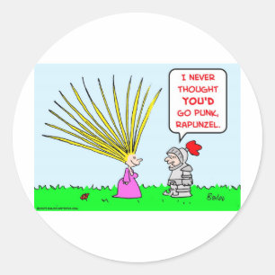 punk rapunzel hair classic round sticker