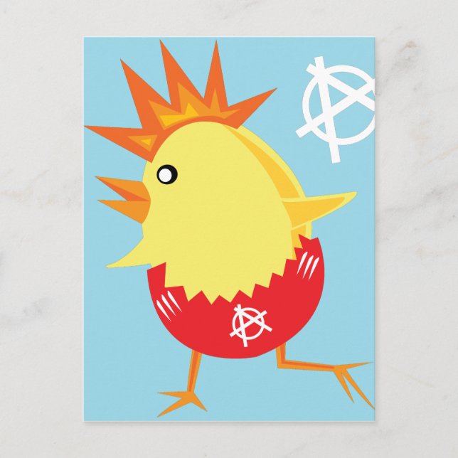 punk rock anarchy easter chick holiday postcard (Front)
