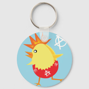 punk rock anarchy easter chick key ring