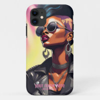 PUNK ROCK BLACK GIRL LEATHER JACKET ART