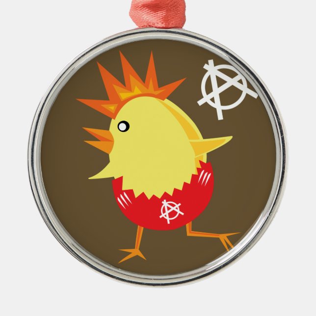 Punk Rock Chicken Metal Ornament (Front)