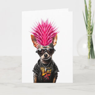 Punk rock chihuahua pink mohawk dog dad dog mum card