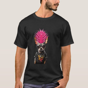 Punk Rock Chihuahua Pink Mohawk Music Lover Pet Do T-Shirt