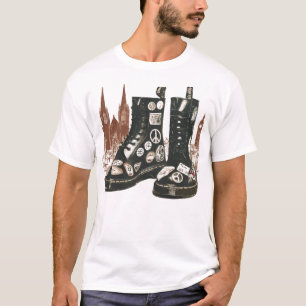 Punk Rock Combat Boots London Skyline Grunge Peace T-Shirt