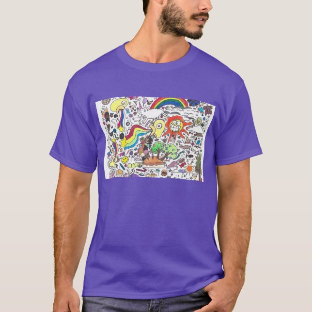 Punk Rock Design #5 Happy Colour Purple T-Shirt (Front)