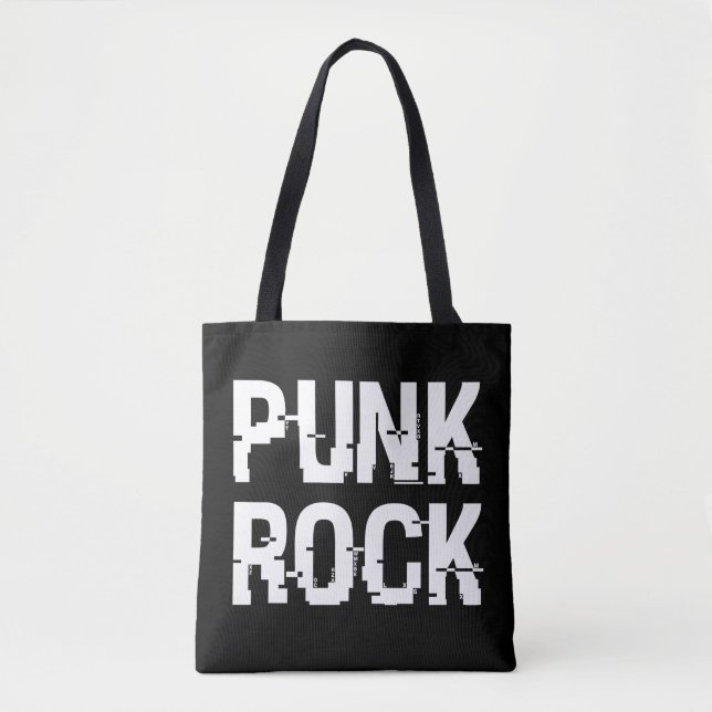 Punk Rock Distressed Typography Tote Bag (Front)