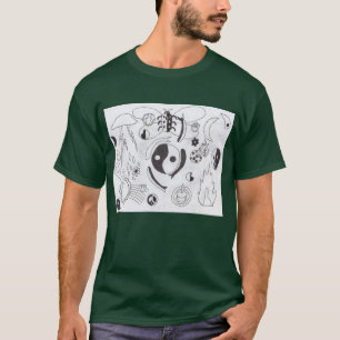 Punk Rock Doodle #25 Yin and Yang Dark Green T-Shirt