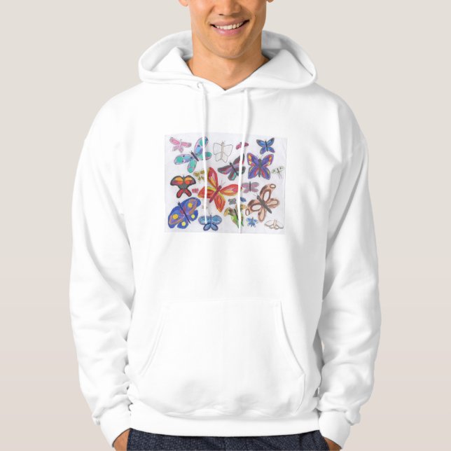 Punk Rock Doodle #28 Butterflies Colour Hoodie (Front)