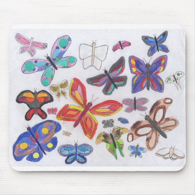Punk Rock Doodle #28 Butterflies Colour Mouse Pad (Front)