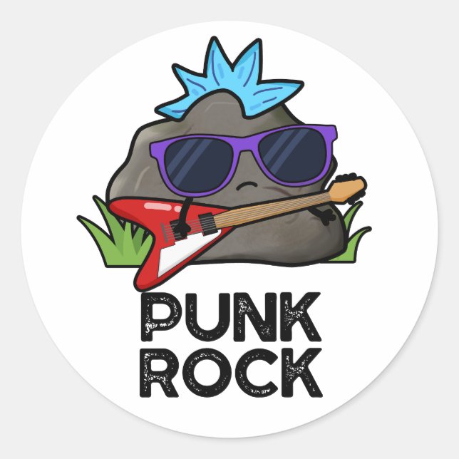 Punk Rock Funny Music Pun  Classic Round Sticker (Front)