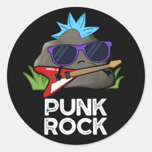 Punk Rock Funny Music Pun Dark BG Classic Round Sticker