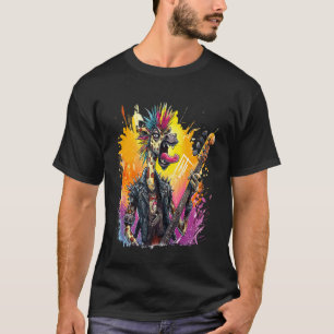 Punk Rock Giraffe Tattoos Piercings Mohawk Guitar T-Shirt
